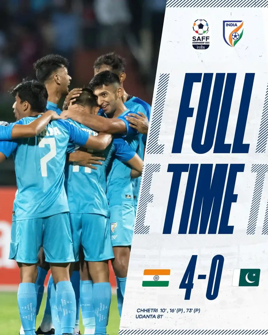 Sunil Chhetri's Spectacular Hat-Trick Guides India to Glorious Triumph in SAFF Championship